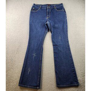 Flared Leg Jeans Women's/Jr's 13 Blue Curved Hugging Dark Wash Denim Mid Rise